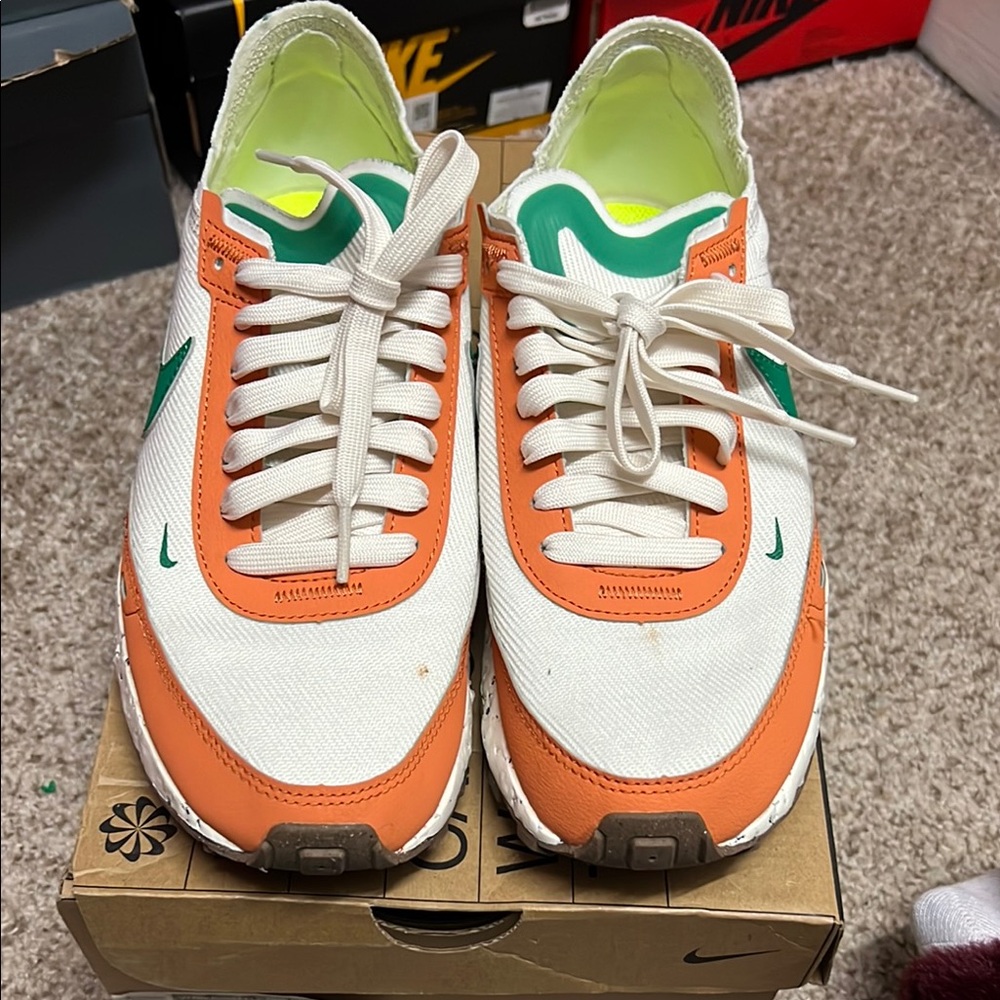 Nike White and Orange Sneakers Nike Waffle One Crater NN